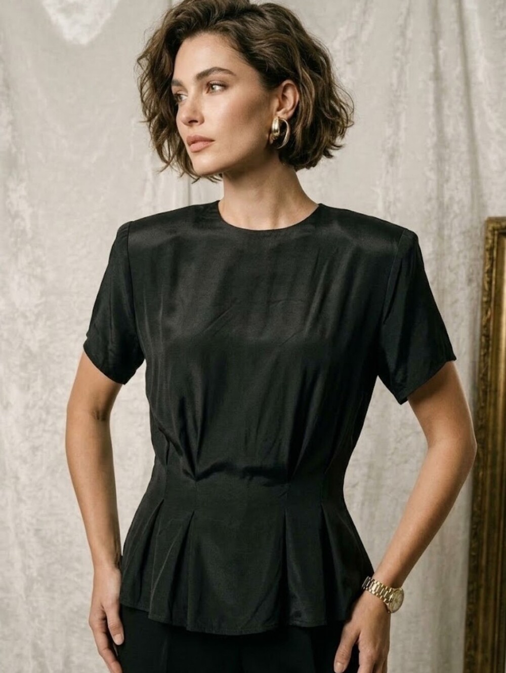 Lord & Taylor Vintage Black Women's Peplum Top
